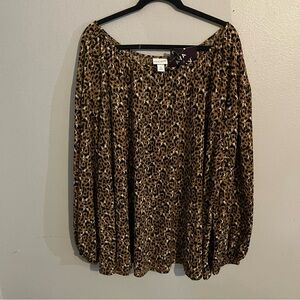 Off the shoulder leopard Print Women's Top plus size 2X